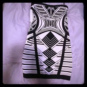 Black and white rayon bodycon dress